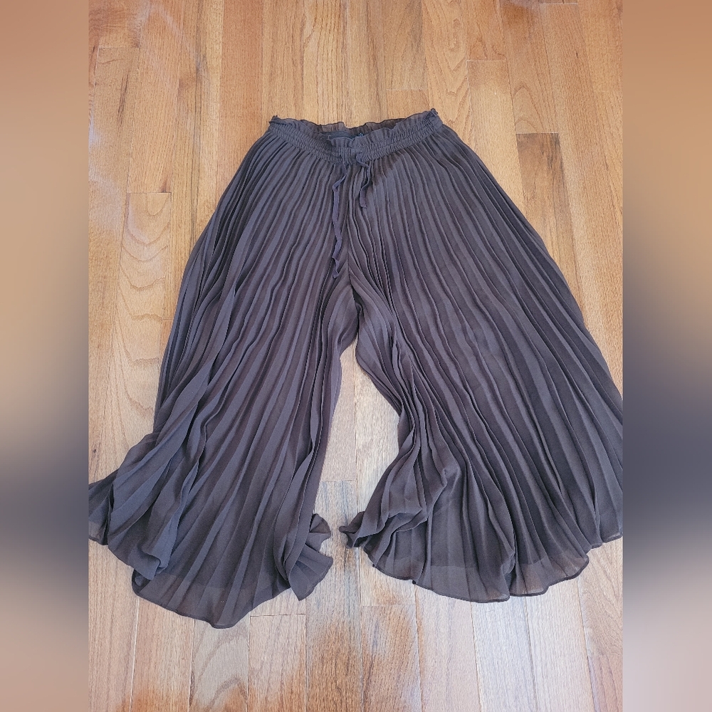 Cute Zara Women Pleated Pants Size S Brown Capri